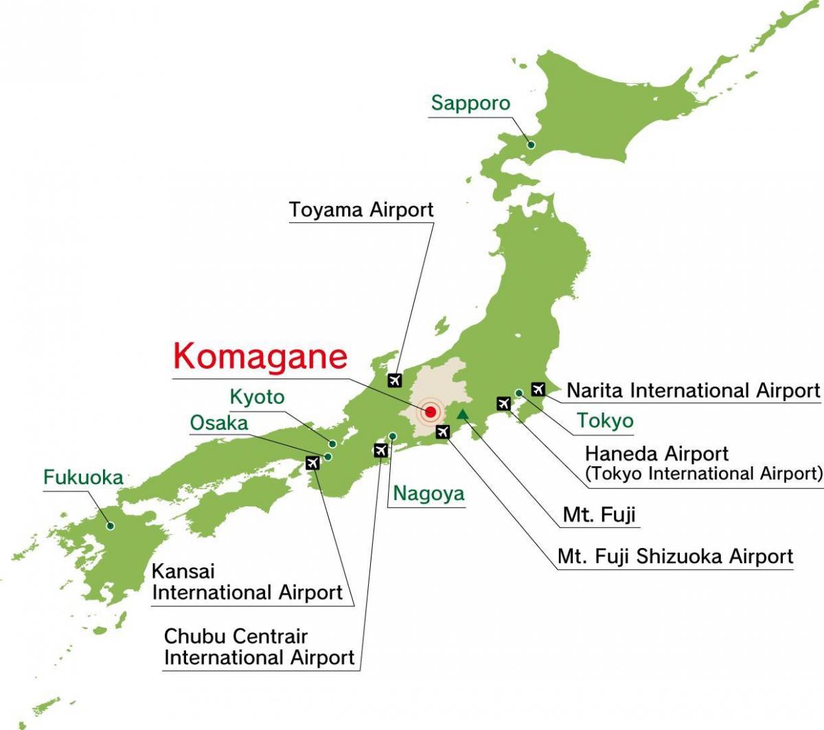 Mapa de los aeropuertos de Japón