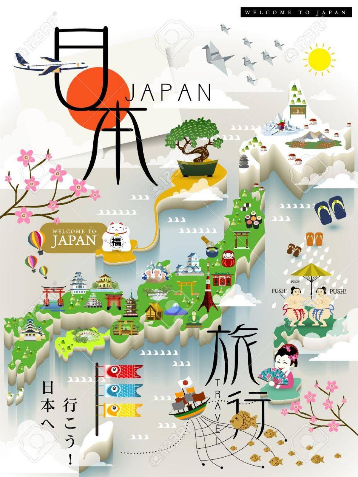 Mapa de atracciones turísticas de Japón