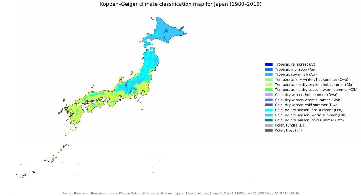 Mapa de temperatura de Japón