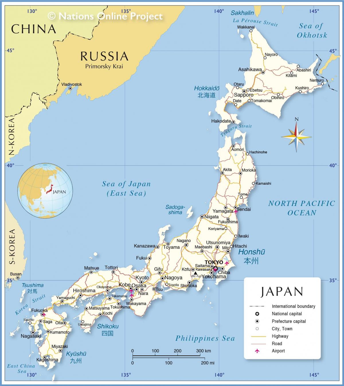 Mapa del país Japón