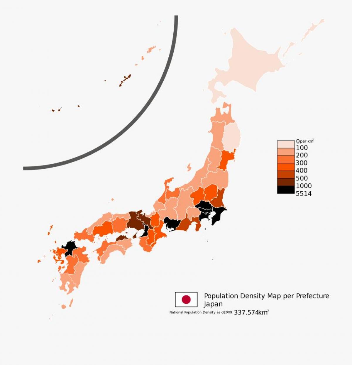Mapa de densidad de Japón