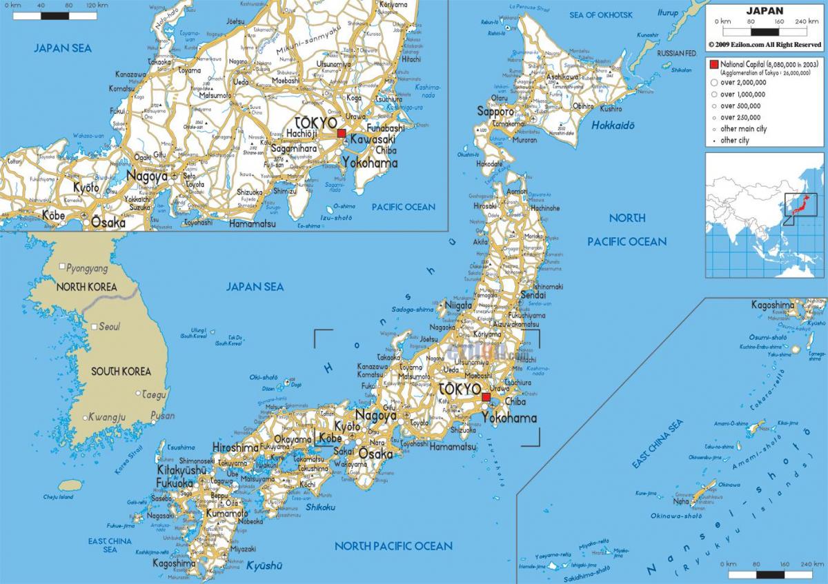 Mapa de la ciudad de Japón