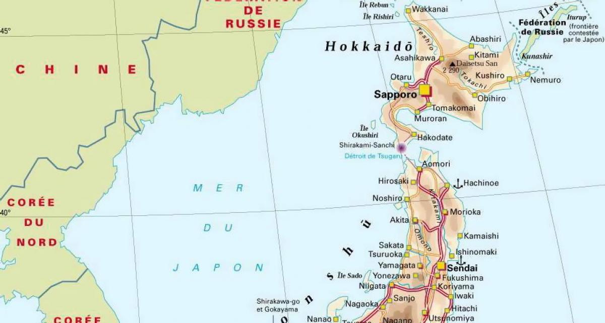 Mapa del norte de Japón