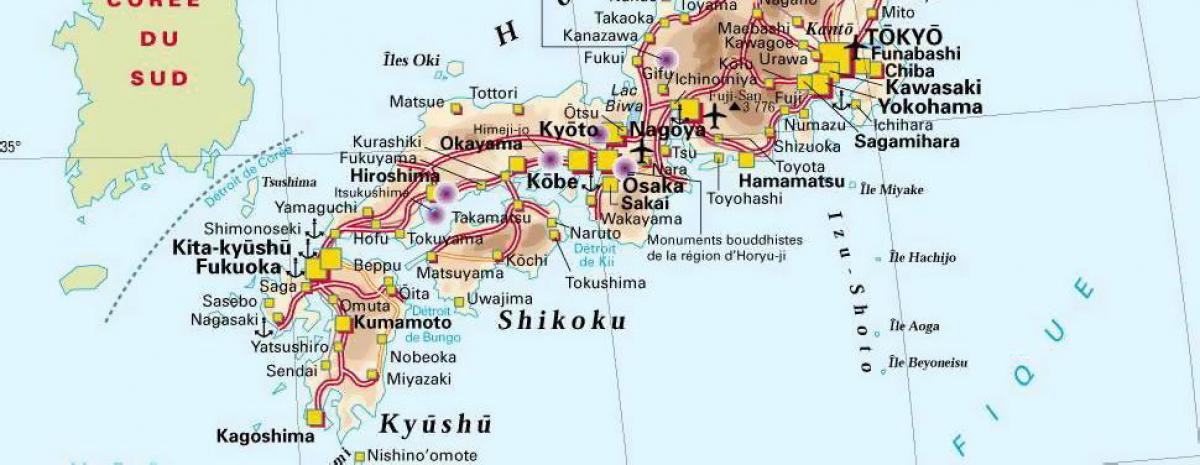Mapa del sur de Japón