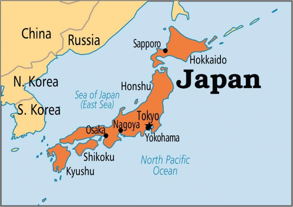 Mapa del Japón y los países limítrofes